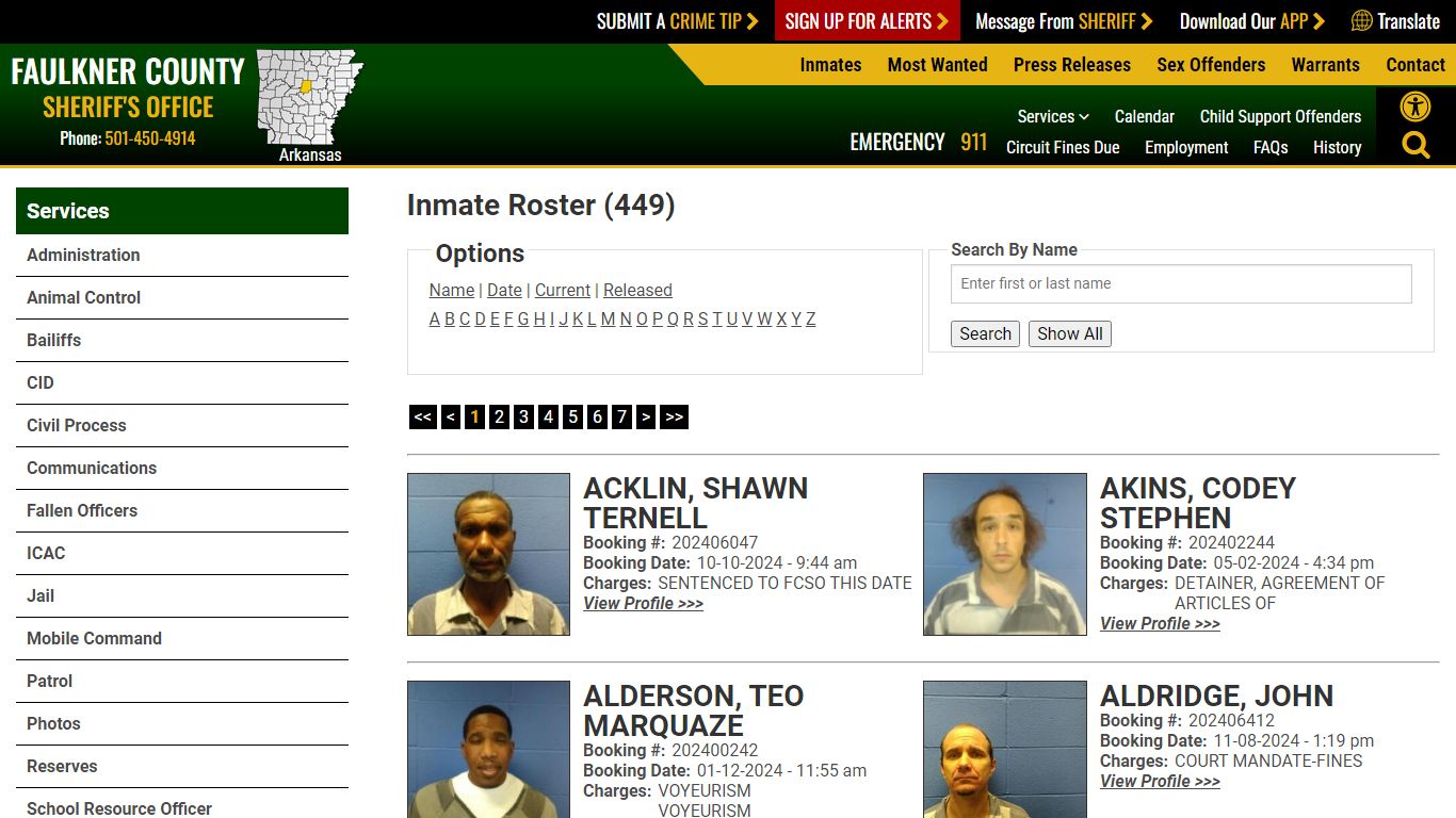 Inmate Roster - Current Inmates - Faulkner County Sheriff's Office