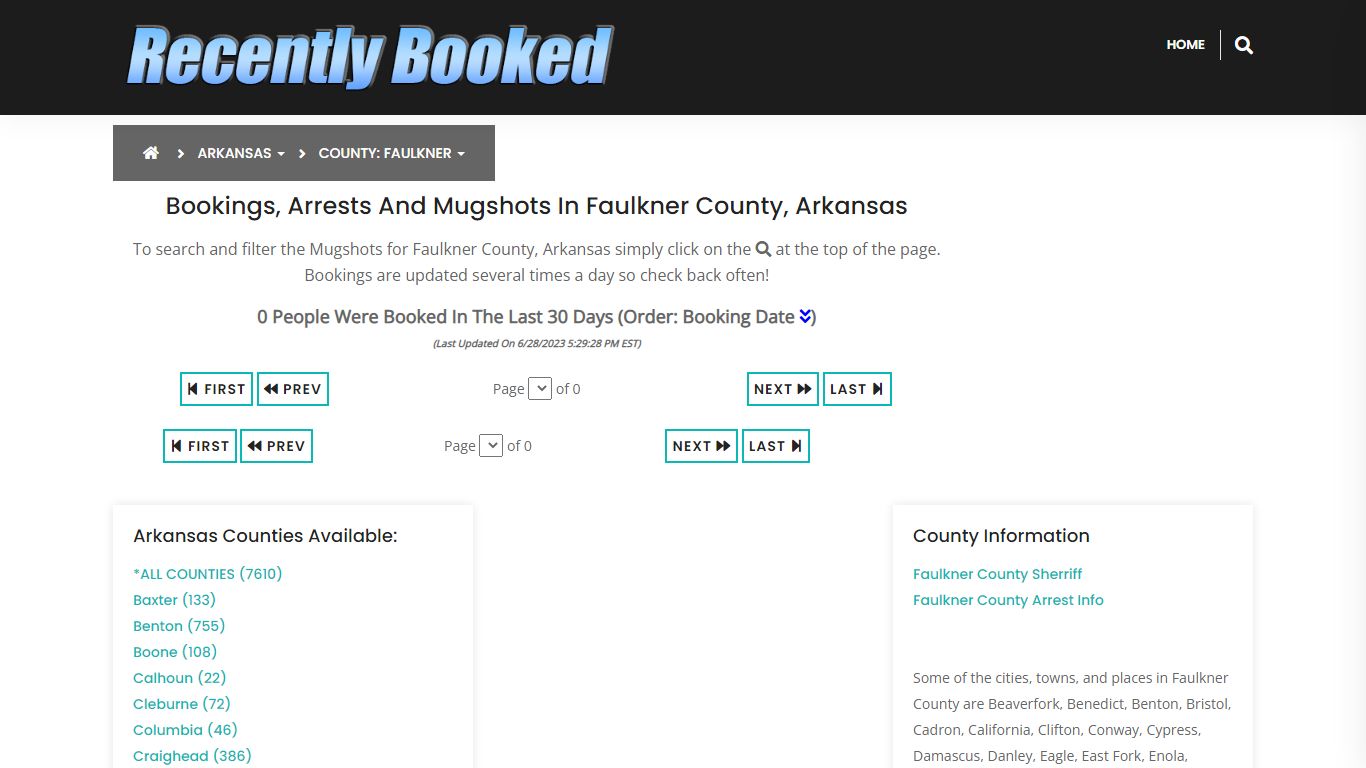 Bookings, Arrests and Mugshots in Faulkner County, Arkansas